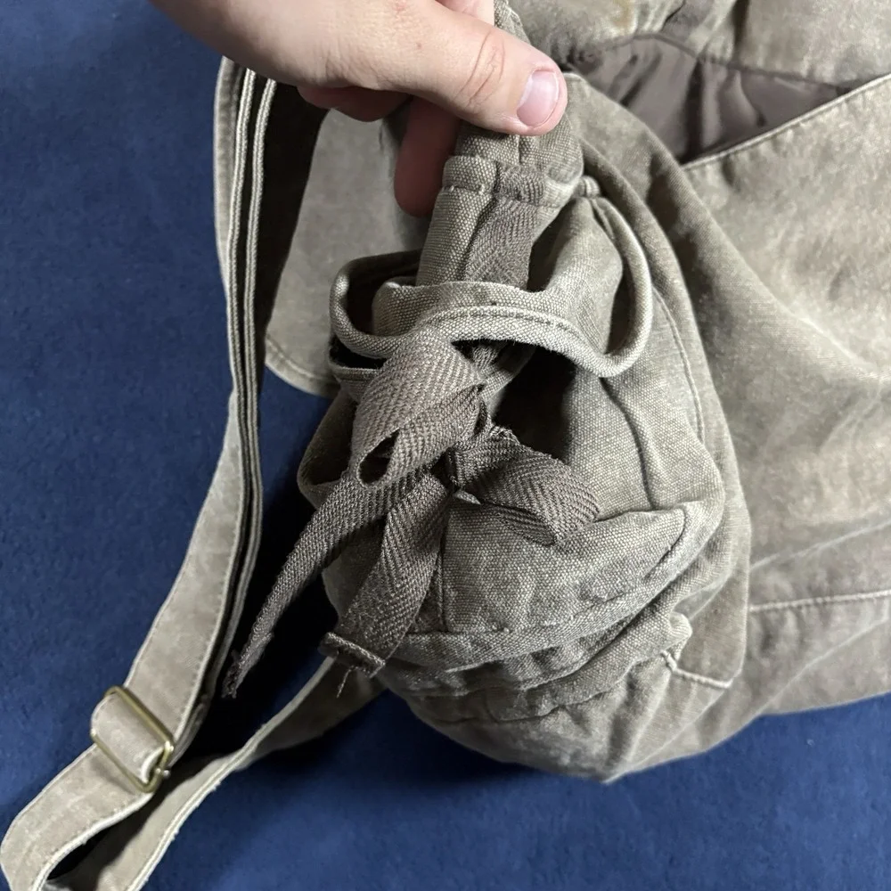 Vtg 2000s Billabong Canvas Messenger Bag Y2K Earthy Brown Grunge Utility Cargo